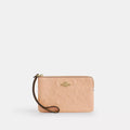 Corner Zip Wristlet In Signature Leather - Gold/Faded Blush