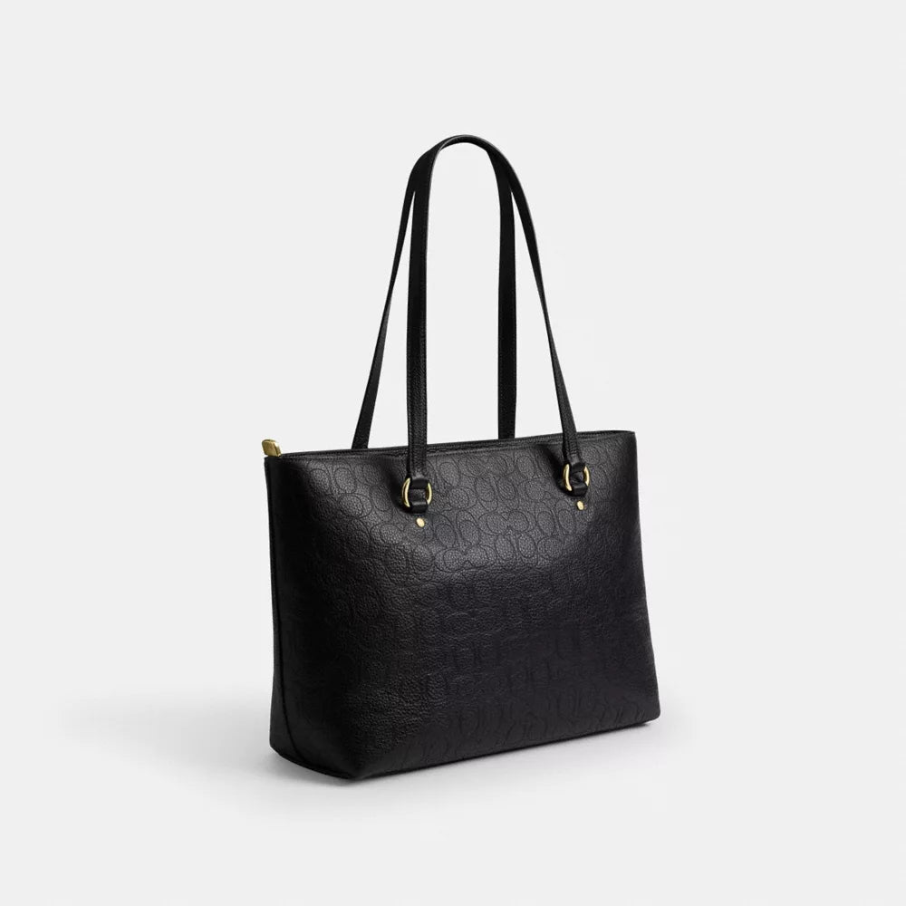 Station Tote Bag In Signature Leather - Pebbled Leather/Gold/Black