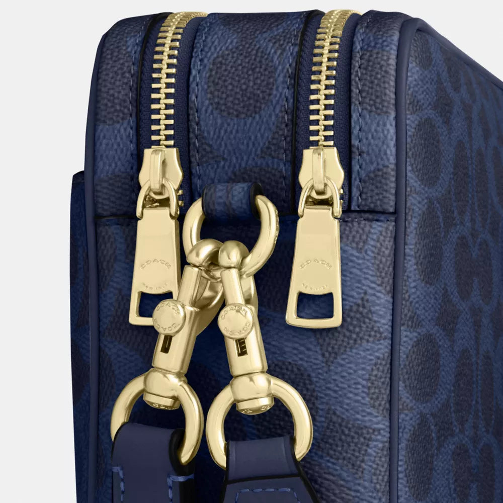 Carey Crossbody Bag In Signature Canvas - Signature Canvas/Gold/Navy