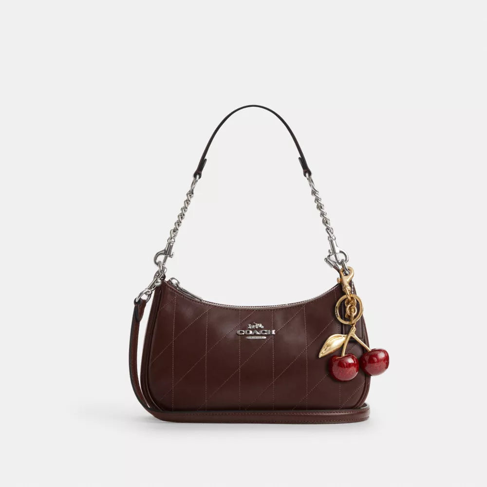 Teri Shoulder Bag With Quilting - Smooth Leather/Silver/Maple