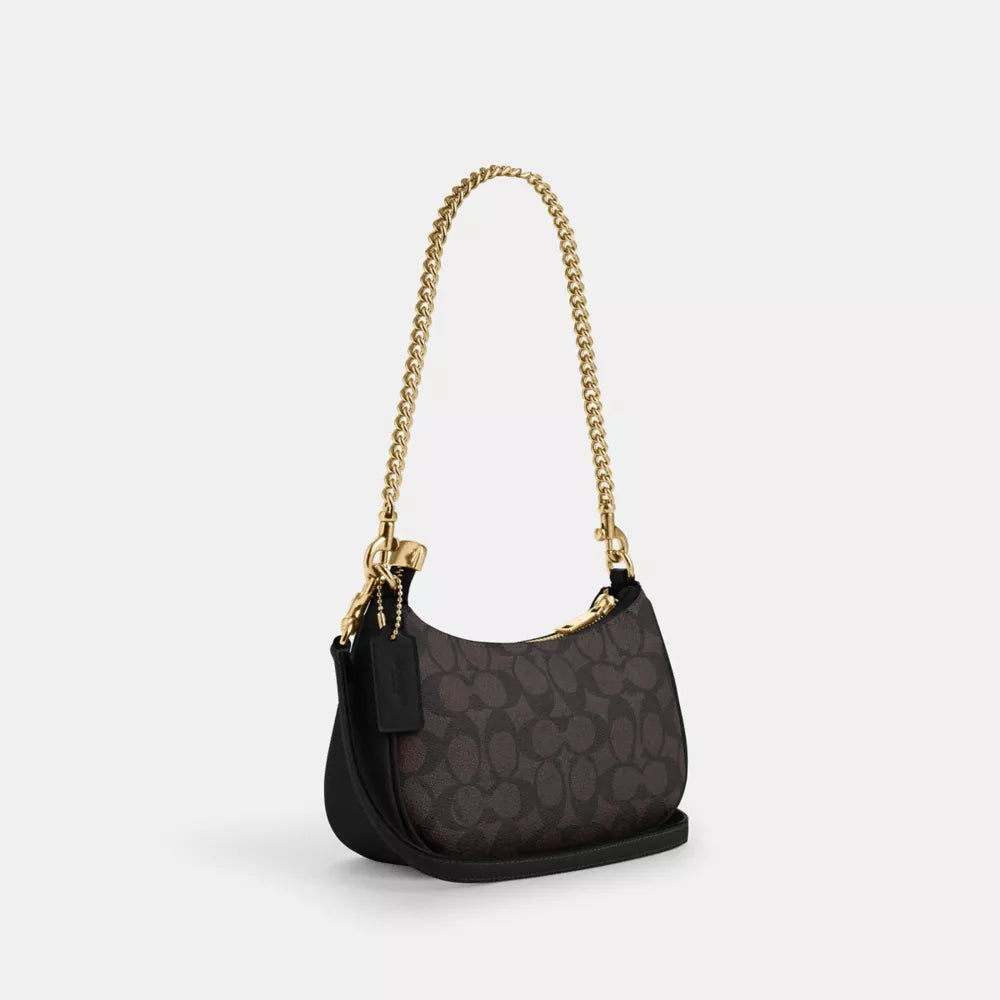 Teri Mini Crossbody Bag In Signature Canvas - Signature Canvas/Gold/Walnut/Black