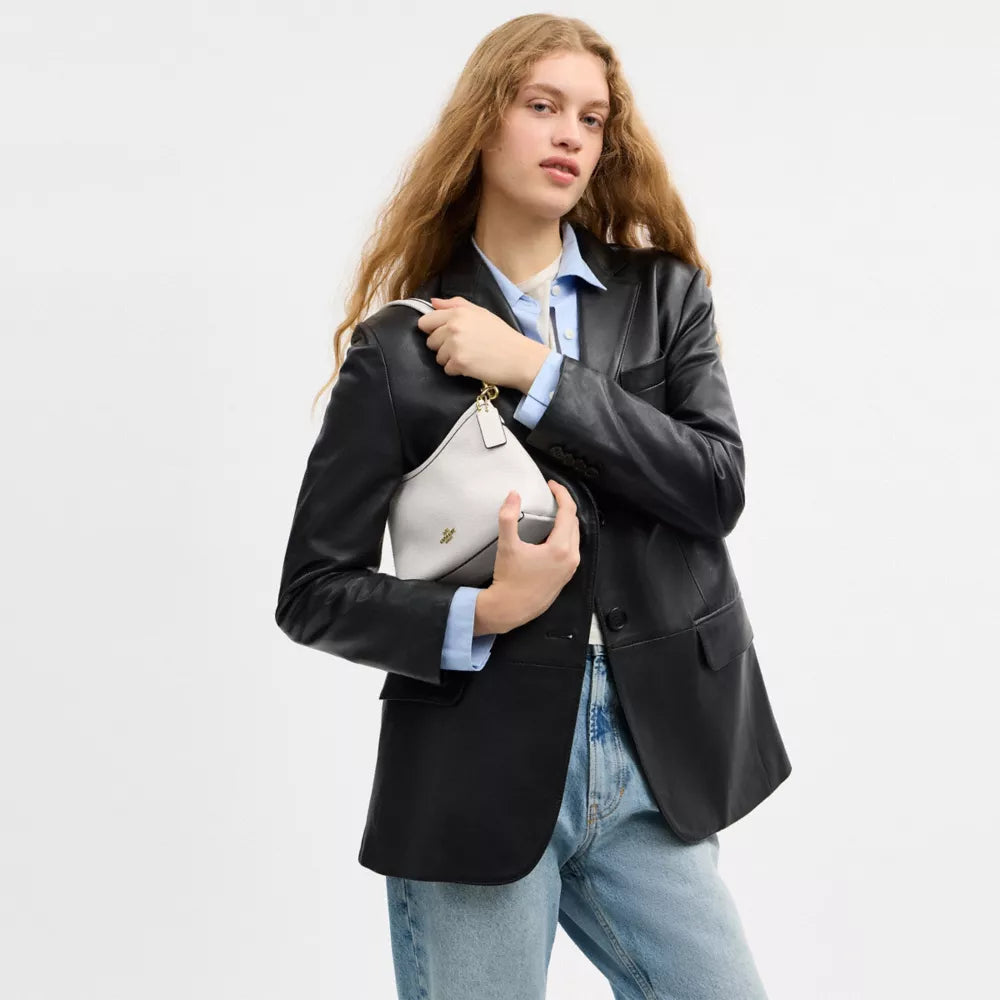 Laurel Small Shoulder Bag - Pebbled Leather/Gold/Chalk