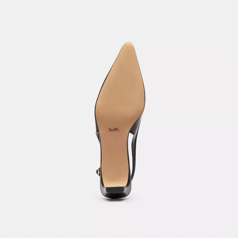 Bow Slingback Heel In Loved Leather - Black Brown