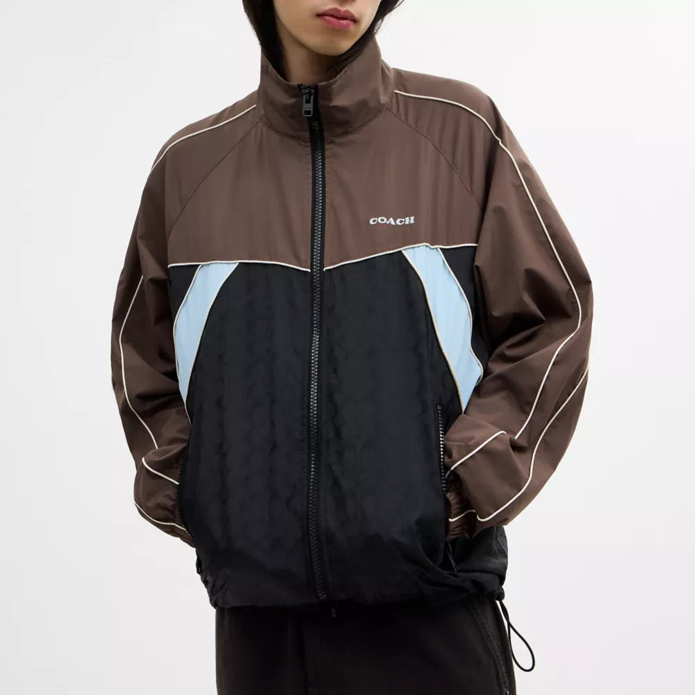 Track Jacket In Recycled Polyester - Brown/Multi