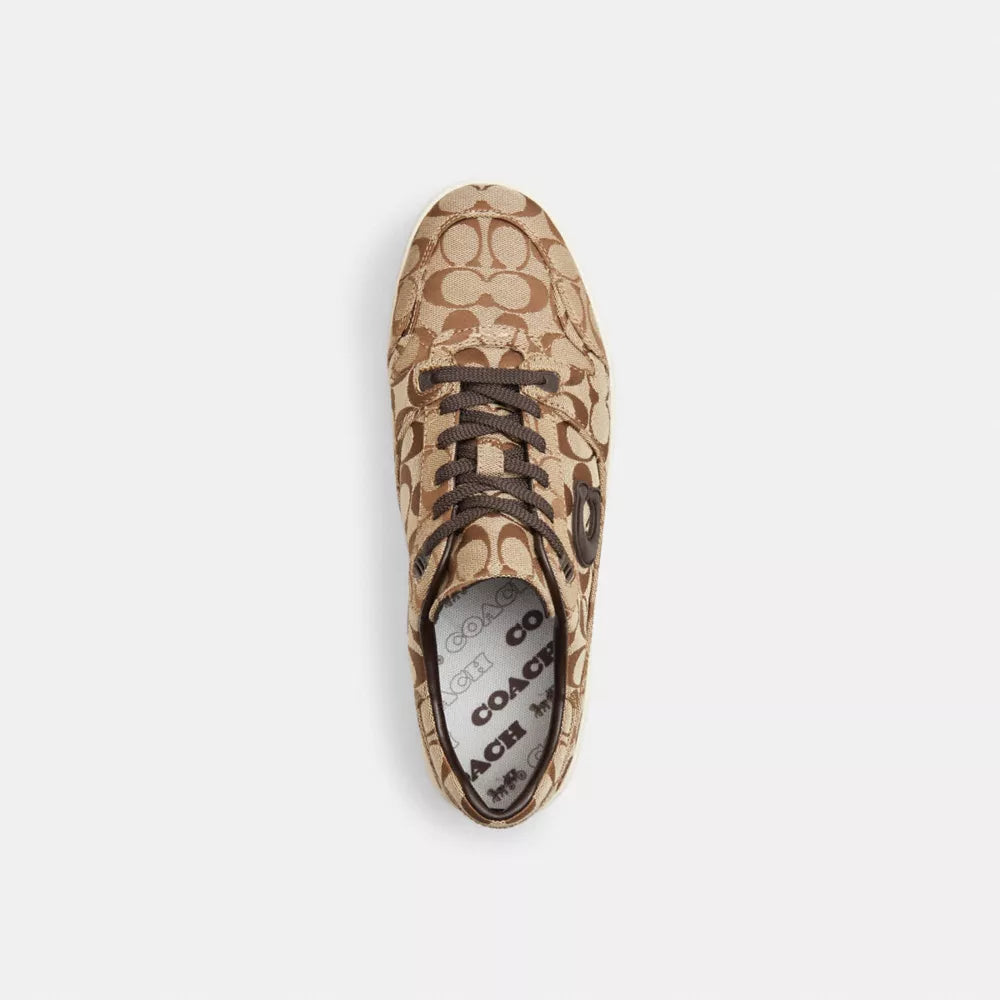 Soft Soho Sneaker In Signature Sateen Jacquard - Tan/Dark Chocolate