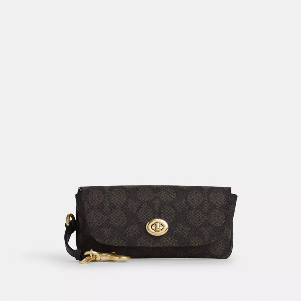 Sunglass Case In Signature Canvas - Signature Canvas/Gold/Walnut/Black