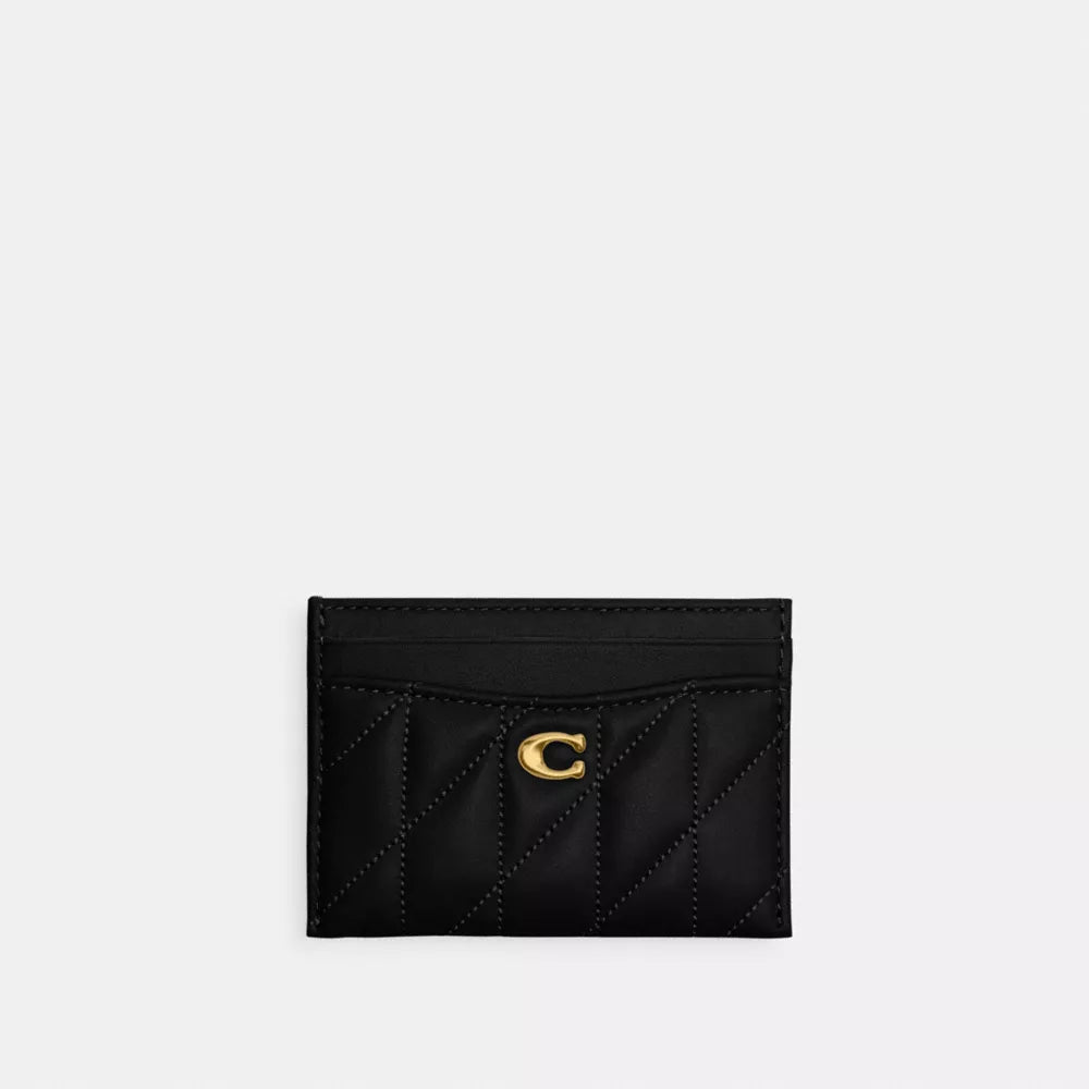 Essential Card Case With Pillow Quilting - Smooth Leather/Brass/Black