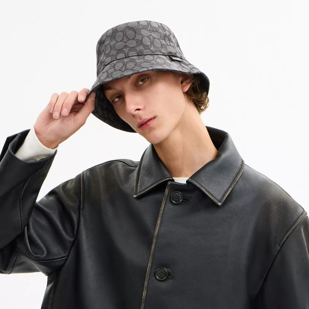 Signature Jacquard Bucket Hat - Jacquard/Charcoal