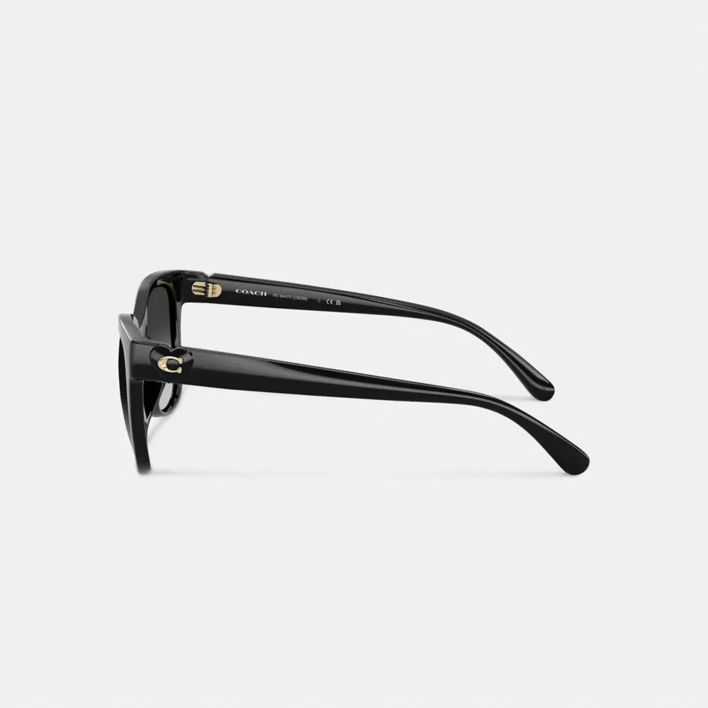 Signature Heart Oversized Square Sunglasses - Black