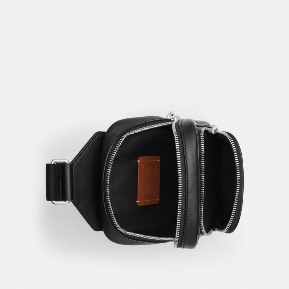 Racer Sling Pack In Signature Canvas With Patches - Signature Canvas/SV/Walnut/Black
