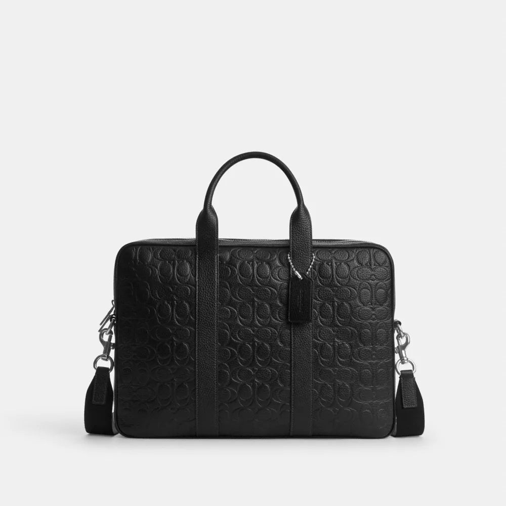 Austin Brief In Signature Leather - Silver/BLACK