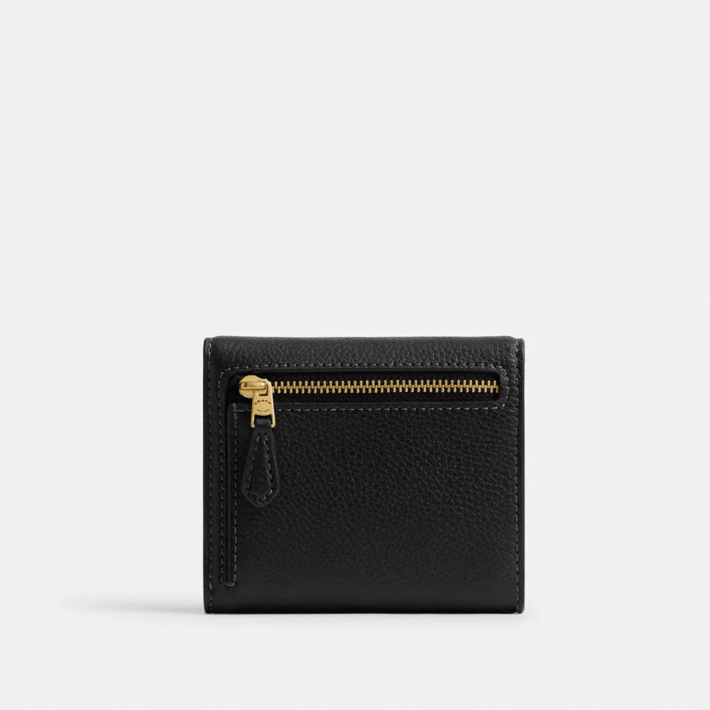 Mila Small Flap Wallet - Pebble Leather/Brass/Black