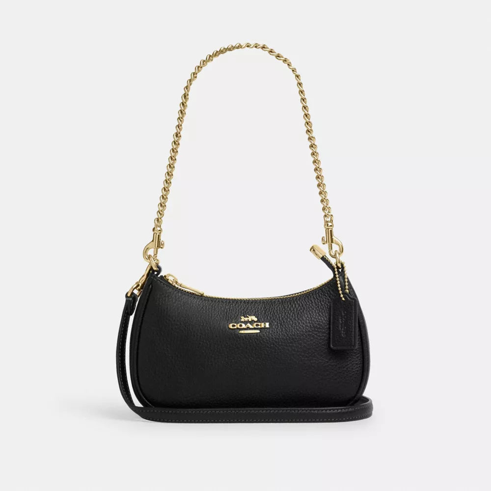 Teri Mini Crossbody Bag - Pebbled Leather/Gold/Black