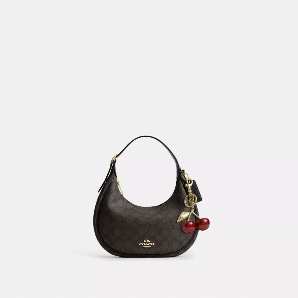 Emily Shoulder Bag In Signature Canvas - Signature Canvas/Gold/Walnut/Black