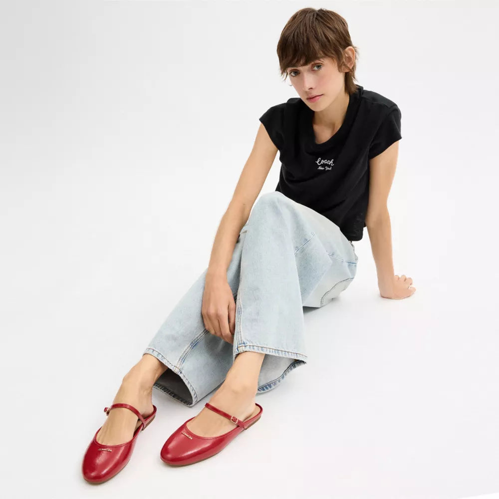 Ballet Mule - Crinkle Leather/Poppy