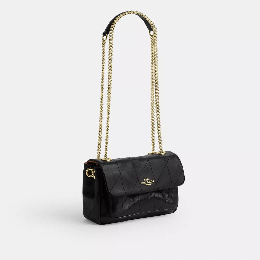 Elodie Crossbody Bag 18 With Quilting - Gold/Black