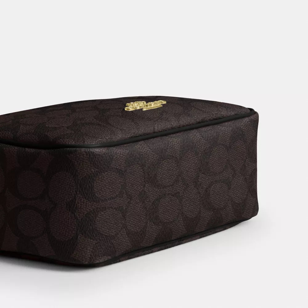 Mini Carey Crossbody Bag In Signature Canvas - Signature Canvas/Gold/Walnut/Black