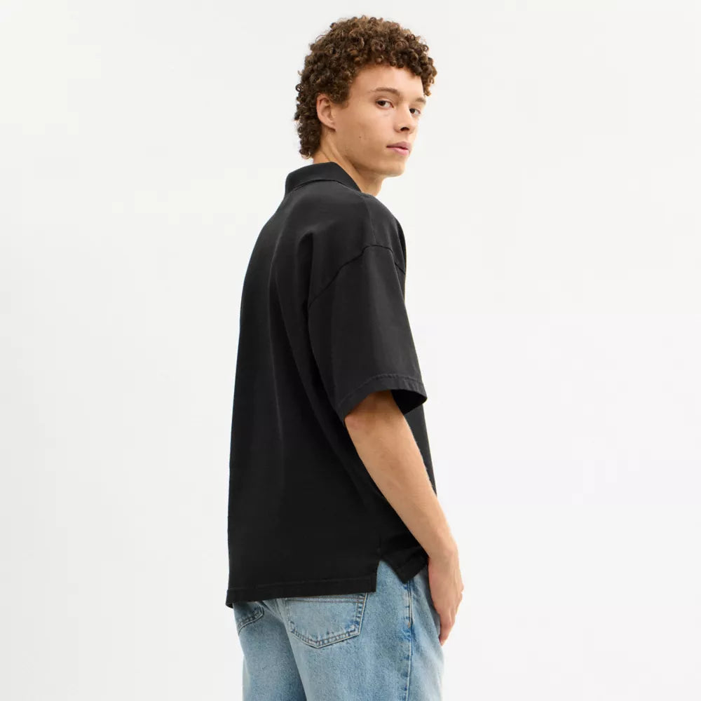T-Rex Boxy Polo - Garment Dye Black