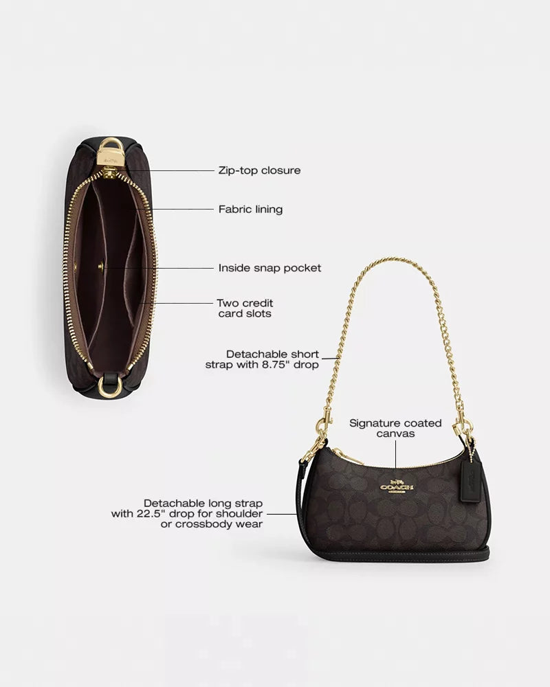 Teri Mini Crossbody Bag In Signature Canvas - Signature Canvas/Gold/Walnut/Black