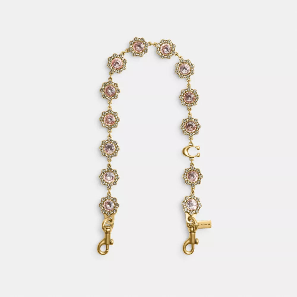 Short Jewelry Chain Strap - Brass/Pink Multi