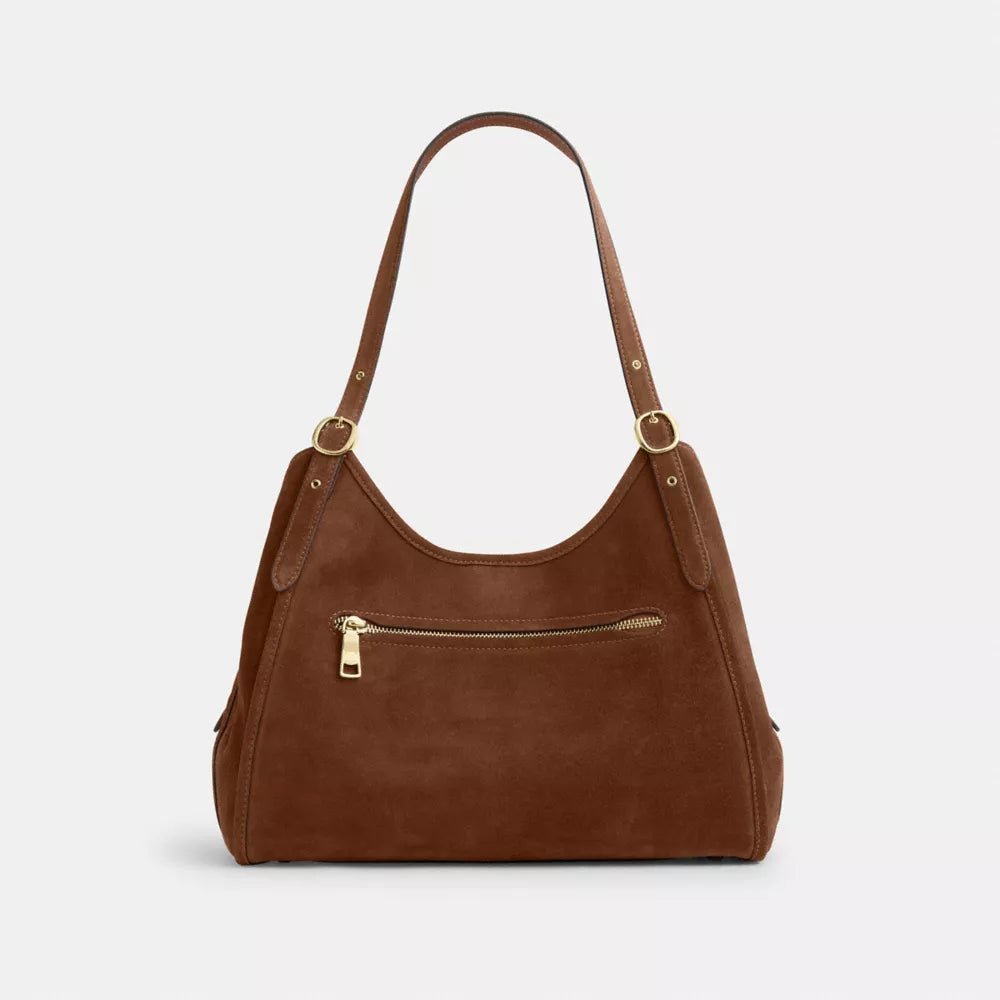 Erin Shoulder Bag - Suede/Gold/Warm Brown