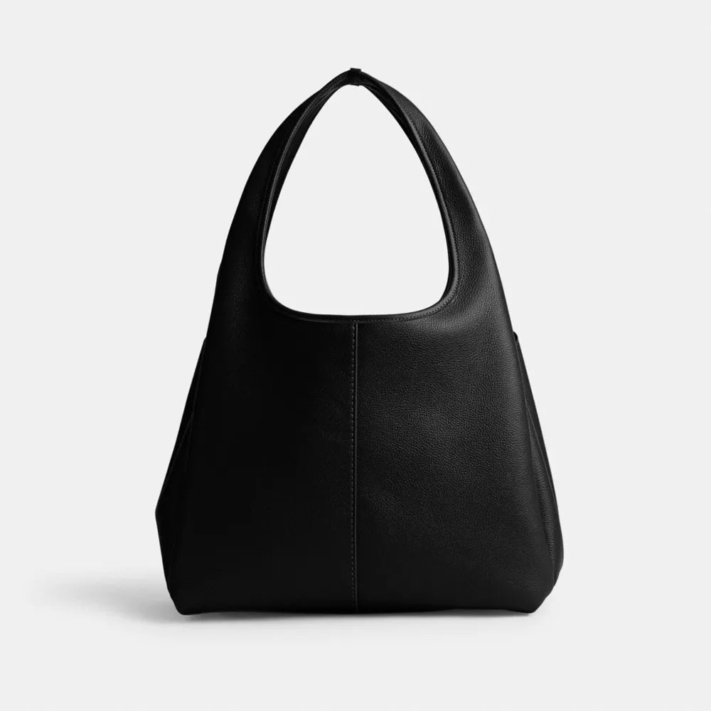 Lana Shoulder Bag - Polished Pebble Leather/Brass/Black