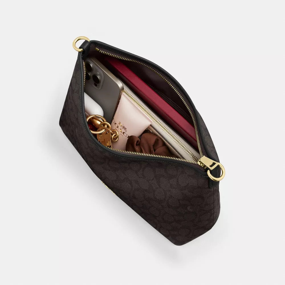 Laurel Shoulder Bag In Signature Canvas - Signature Canvas/Gold/Walnut/Black