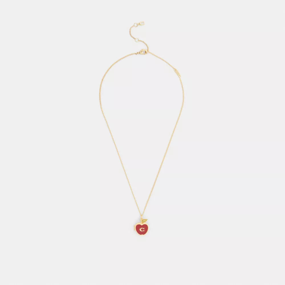 Signature Apple Pendant Necklace - Gold/Red Multicolor