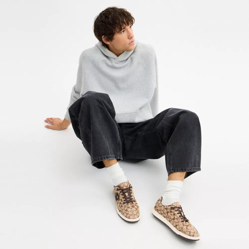 Soft Soho Sneaker In Signature Sateen Jacquard - Tan/Dark Chocolate