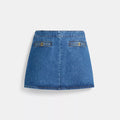 Heritage C Denim Mini Skirt In Organic Cotton - Medium Blue