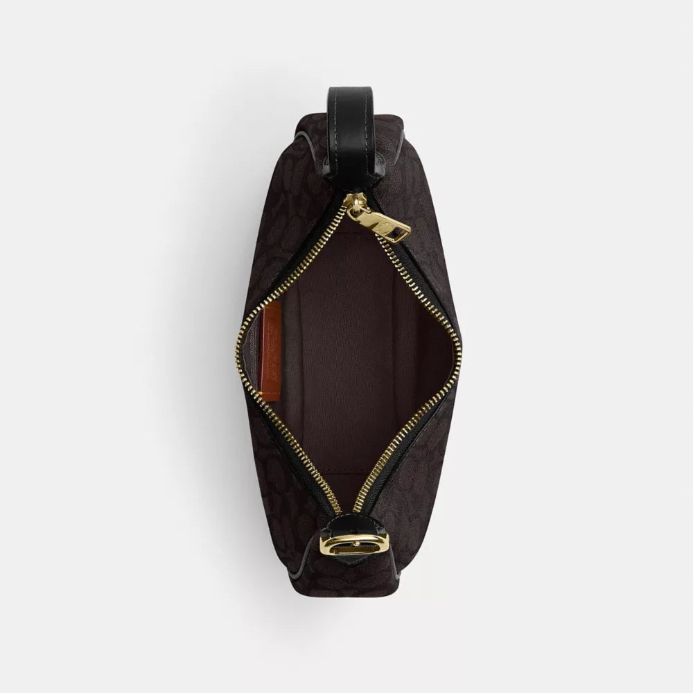 Emily Shoulder Bag In Signature Canvas - Signature Canvas/Gold/Walnut/Black