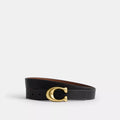 Sculpted C Buckle Reversible Belt, 25MM - Brass/Black Redwood