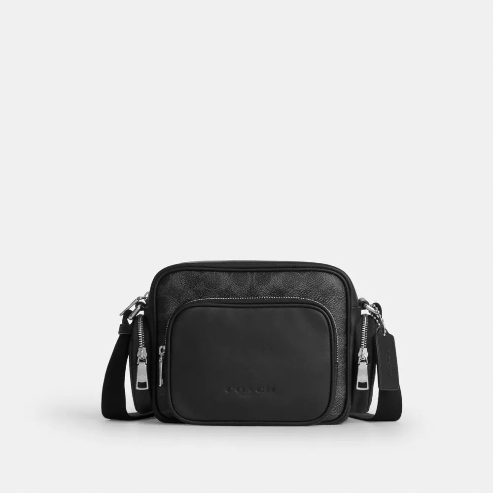 Fletcher Crossbody Bag In Signature Canvas - Signature Canvas/Silver/Black Signature