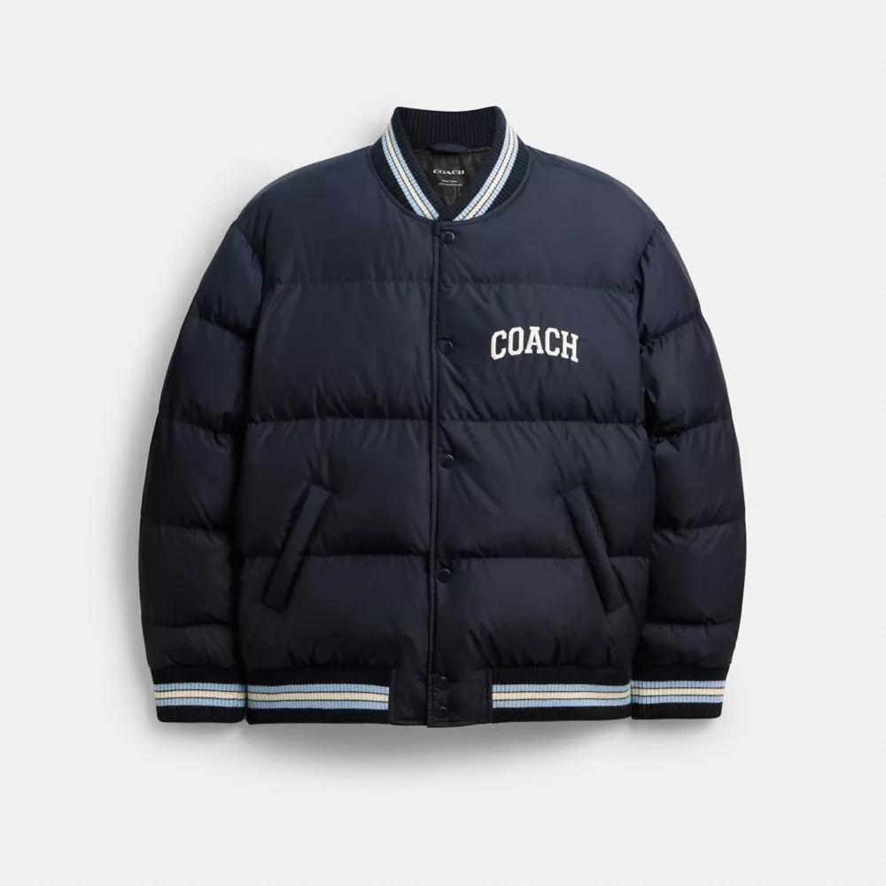 Varsity Down Jacket In Recycled Polyester - Navy