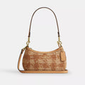 Teri Mini Crossbody Bag With Gingham Print - Straw/Gold/Tan