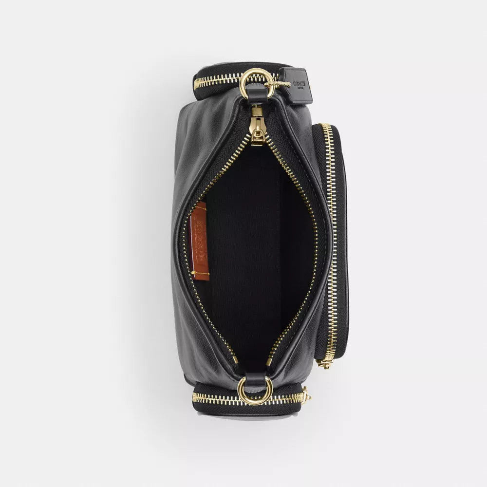 Laurel Shoulder Bag 22 With Pockets - Crinkle Leather/Gold/Black