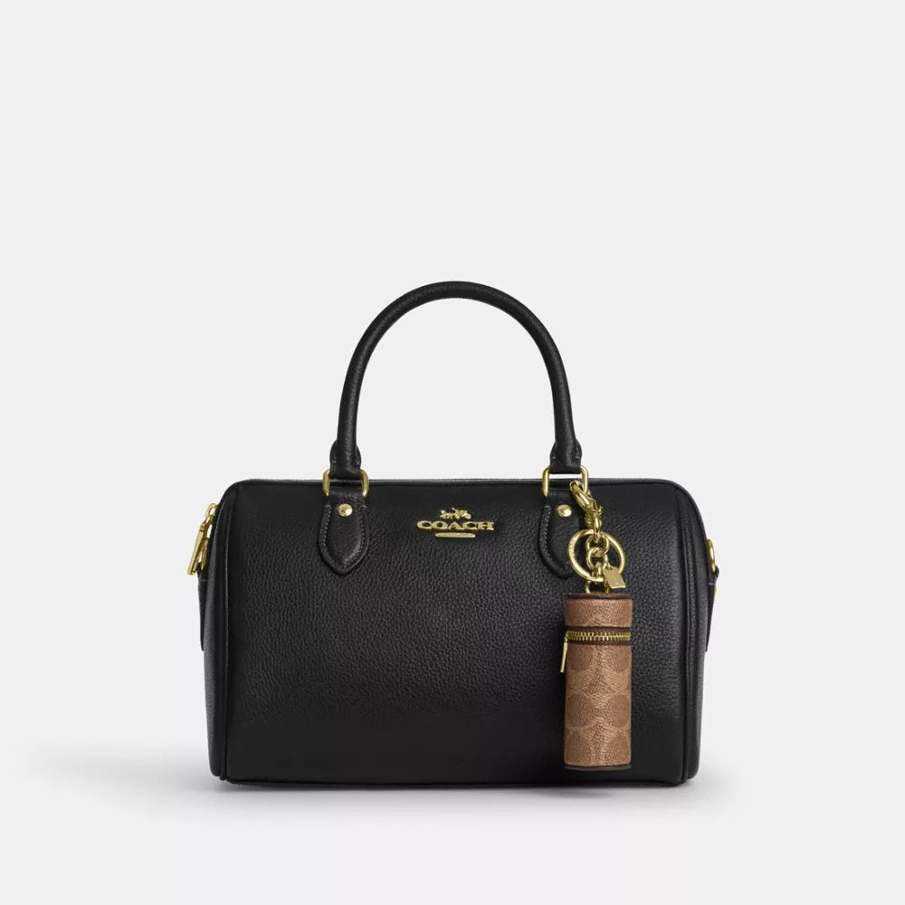 Lipstick Case Bag Charm In Signature Canvas - Signature Canvas/Gold/Tan/Brown