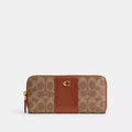 Essential Slim Accordion Zip Wallet In Signature Canvas - Coated Canvas/Brass/Tan Caramel