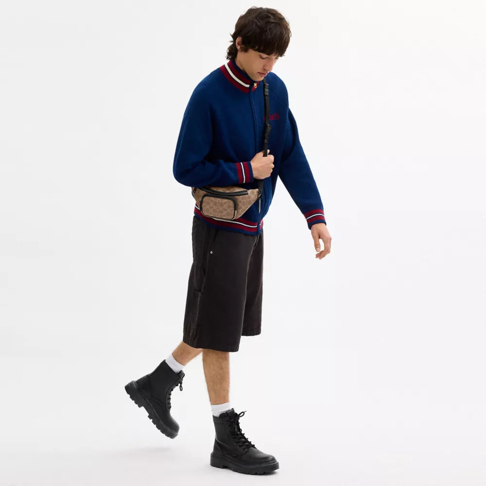 Travis Belt Bag 30 In Signature Canvas - Matte Black/Tan Black