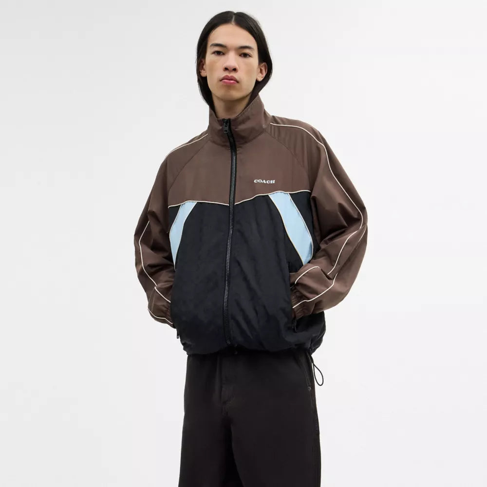 Track Jacket In Recycled Polyester - Brown/Multi