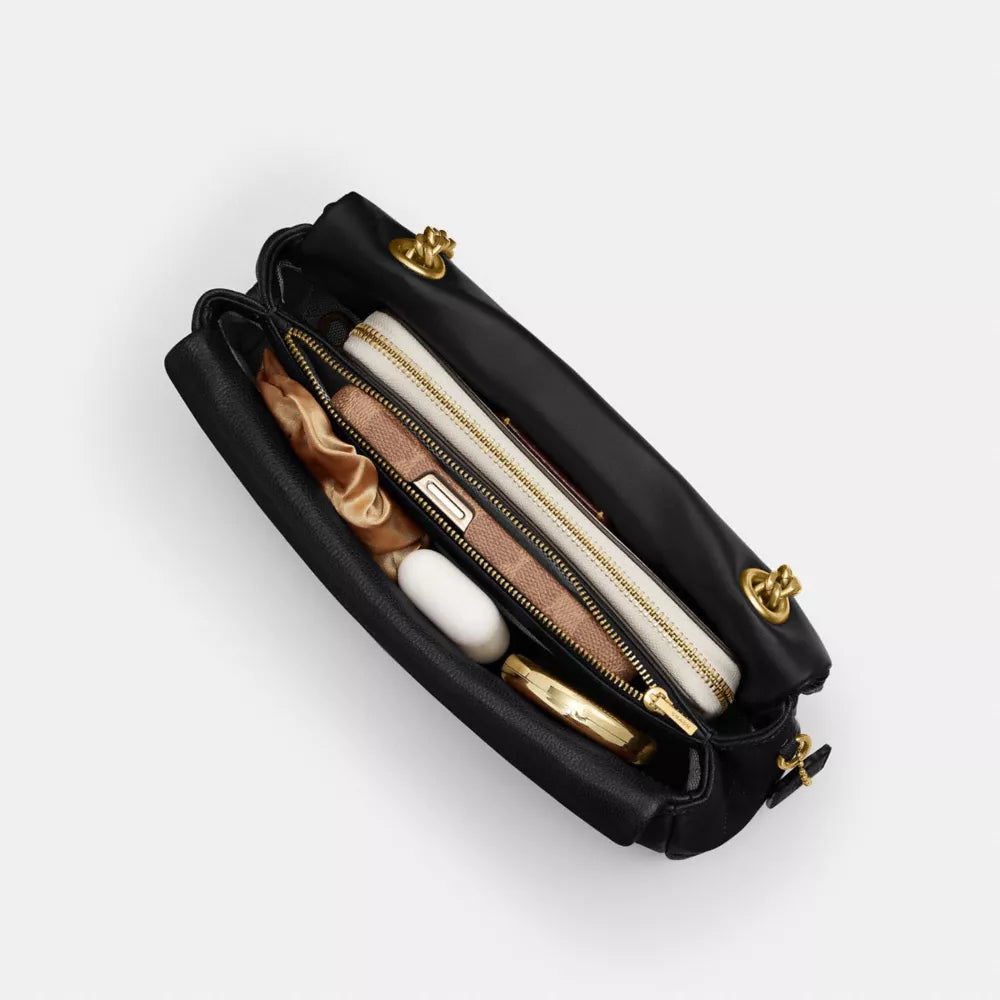 Tabby Shoulder Bag 26 With Quilting - Brass/Black