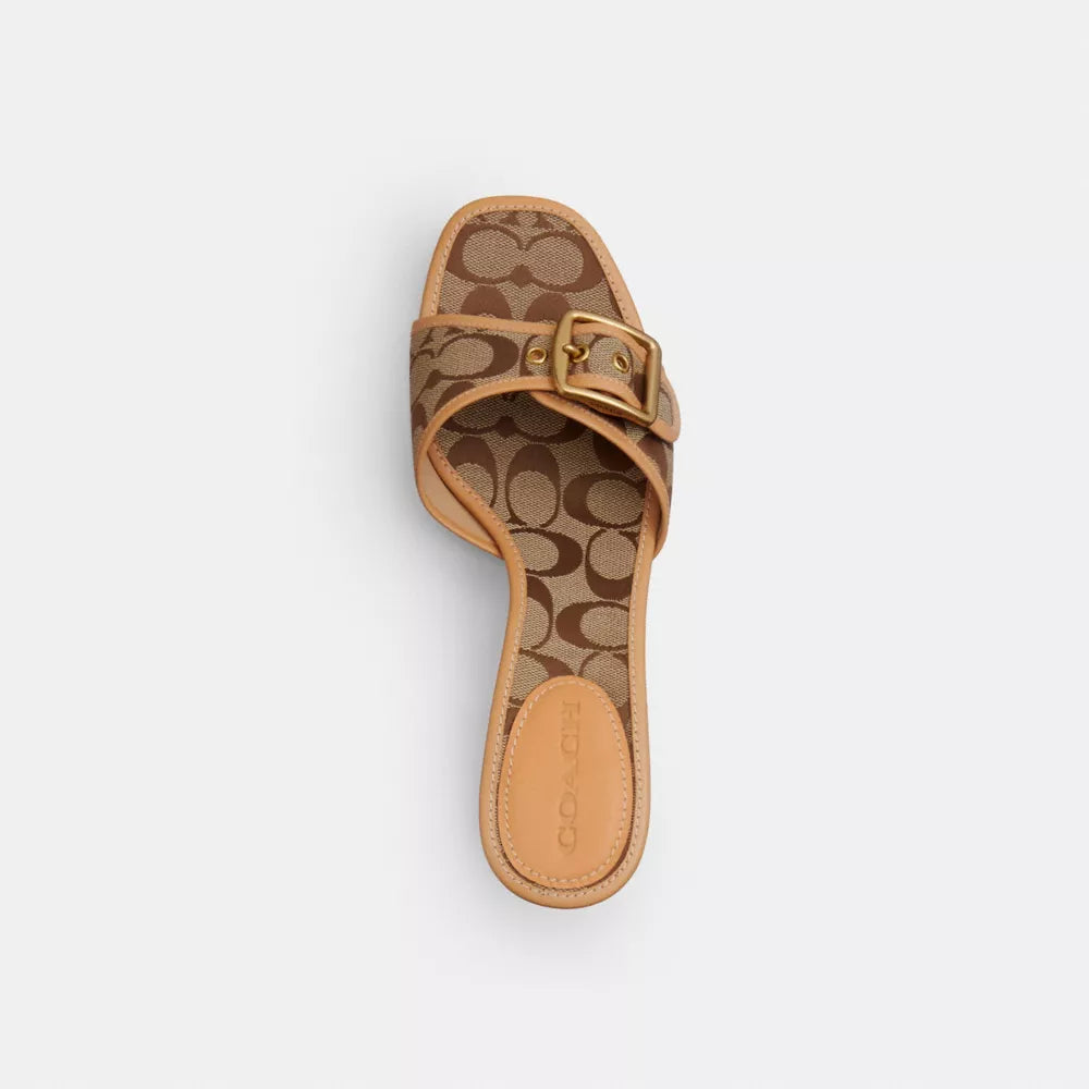 Margot Sandal In Signature Sateen Jacquard - Signature Jacquard/Khaki/Light Peach