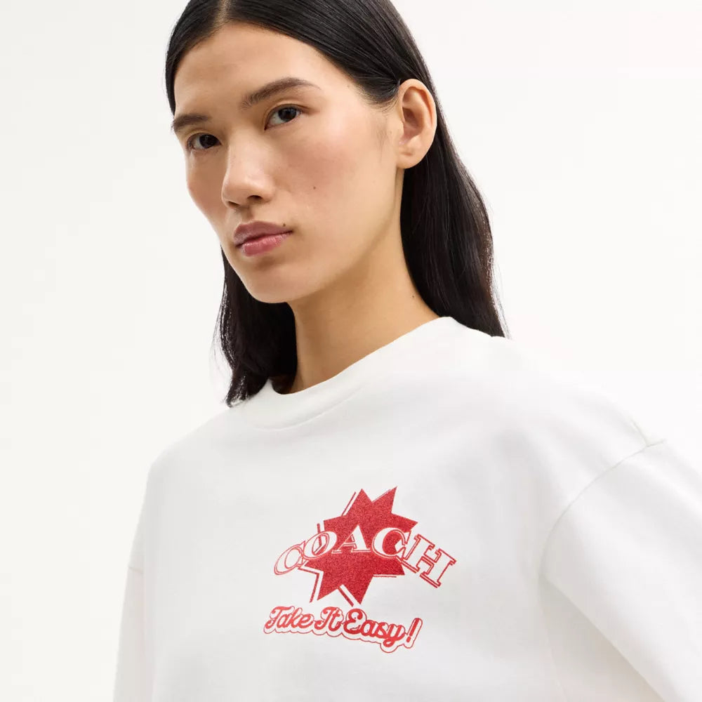 Pizza Relaxed T-Shirt In Organic Cotton - Vintage Ivory