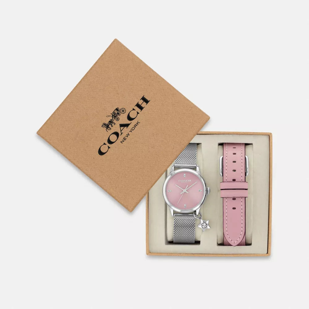 Ruby Watch Gift Set, 32MM - Stainless Steel/Blush