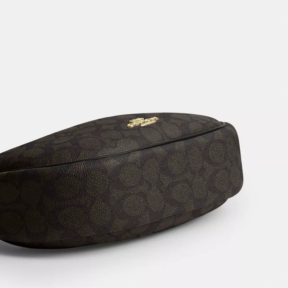 Emily Shoulder Bag In Signature Canvas - Signature Canvas/Gold/Walnut/Black