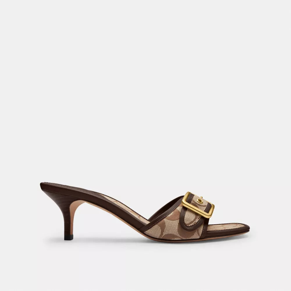 Margot Sandal In Signature Sateen Jacquard - Signature Jacquard/Khaki/Maple