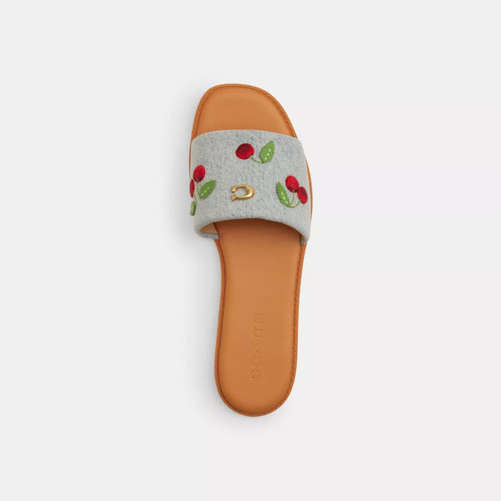 Holly Sandal With Cherries - Denim Multi