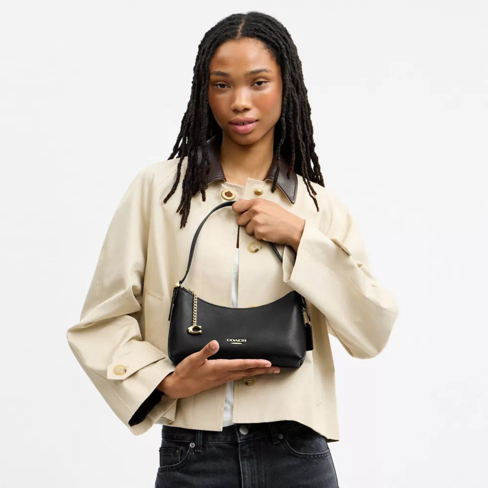 Emeilia Shoulder Bag - Natural Grain Leather/Gold/Black