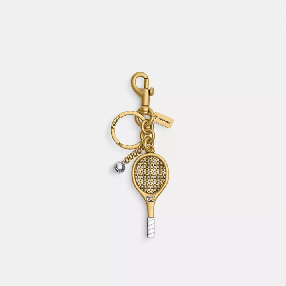 Small Tennis Racket Bag Charm - Brass/Brass
