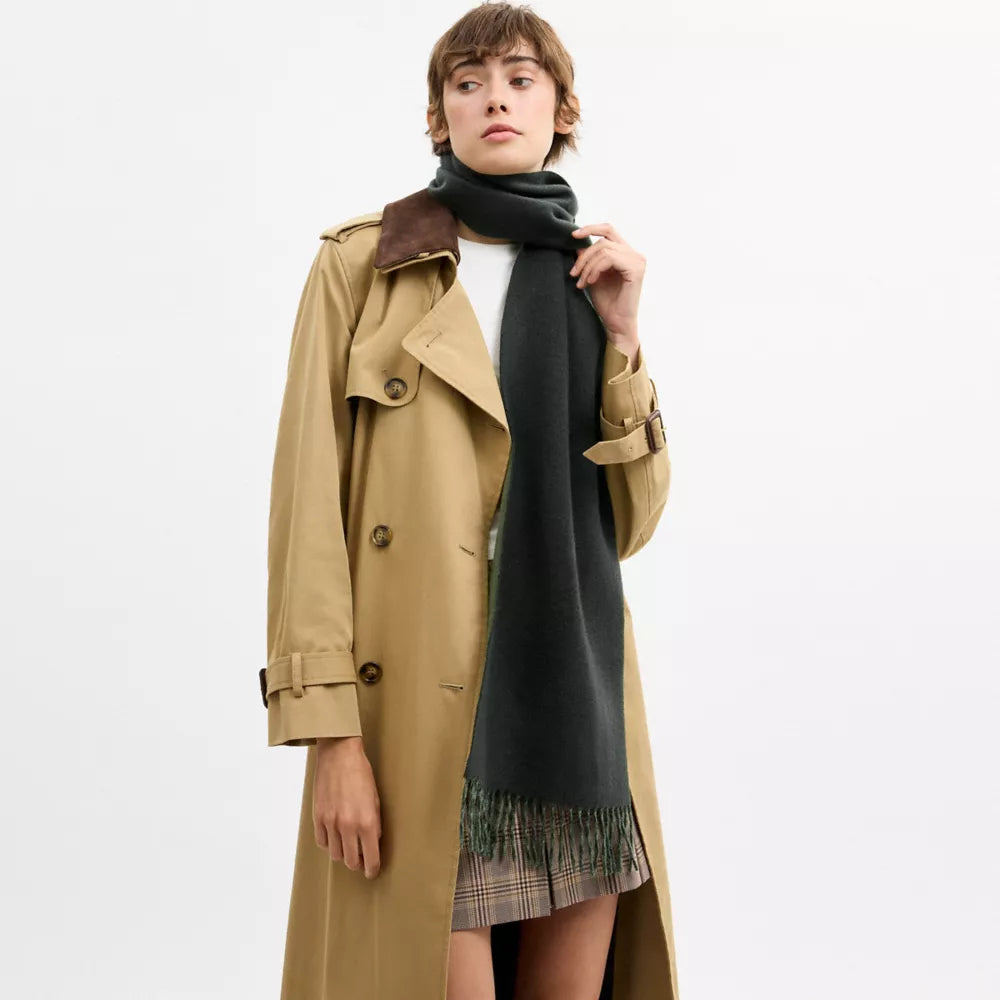 Reversible Signature Cashmere Muffler - Olive
